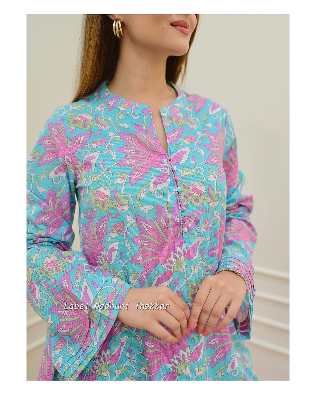 Mann Afgani Cord Set Printed Short Kurti With Bottom